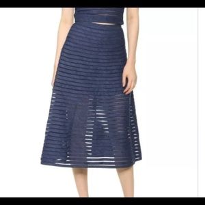 Cynthia Rowley Blue Denim Mesh Midi Skirt Size XXS